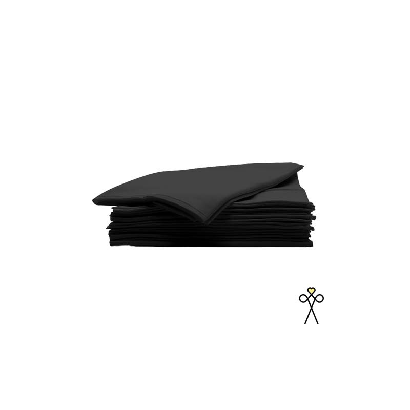 Serviettes noires INVINCIBLE 100% coton 50X80cms (x12)